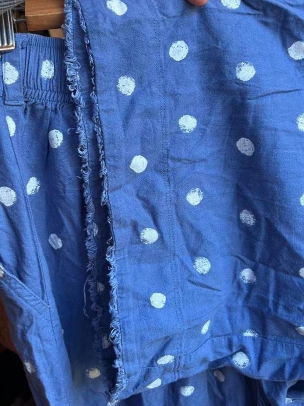 Anthropologie Blue Polka Dot Wide-Leg Pants - Picture 8 of 8